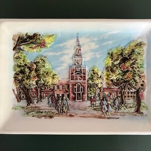 RARE Vintage Arnart Japanese 3D Handpainted Porcelain INDEPENDENCE HALL Marked
